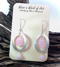 Load image into Gallery viewer, Rose Quartz sterling Silver Earrings 2" long