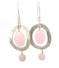 Load image into Gallery viewer, Rose Quartz sterling Silver Earrings 2" long