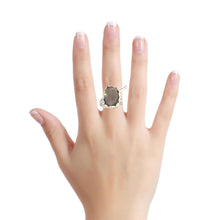 Load image into Gallery viewer, Smoky Quartz Sterling Silver Sacred Spiral Ring.  size 6