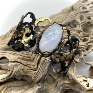 moonstone cuff shown in natural setting
