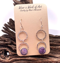 Load image into Gallery viewer, purple charoite gemstone earrings in sterling silver