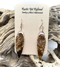 Load image into Gallery viewer, 'South Seas Treasure" Indonesian Amber Fine Silver earrings 2 1/4" long
