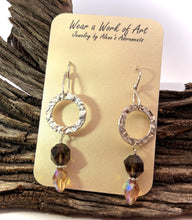 Load image into Gallery viewer, 'Chocolate Love' Smoky Quartz and Swarovski crystal earrings. 2 1/8" long