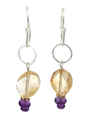 faceted citrine and amethyst earrings