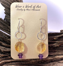Load image into Gallery viewer, citrine and amethyst earrings