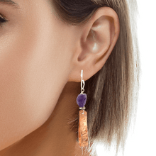 Load image into Gallery viewer, CLASSIC COPPER  Amethyst Earrings. 2 3/4" long