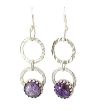 Load image into Gallery viewer, sterling silver designer earrings in charoite