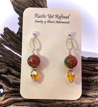 Load image into Gallery viewer, enchanted woodland earrings shown on romance card