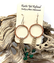 Load image into Gallery viewer, malachite gem earrings on romance card
