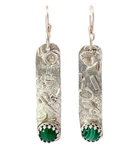 Load image into Gallery viewer, malachite gemstone earring in silver
