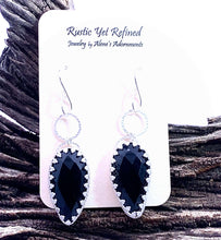Load image into Gallery viewer, Onyx sterling Silver earrings 2 1/4" long