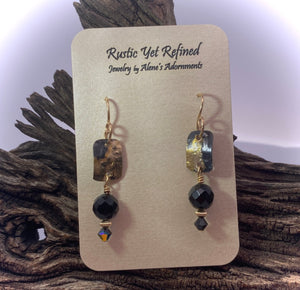 onyx and gold earrings on romance card