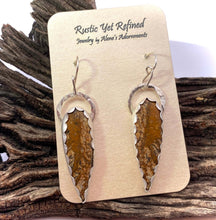 Load image into Gallery viewer, golden brown picture jasper earrings on romance card