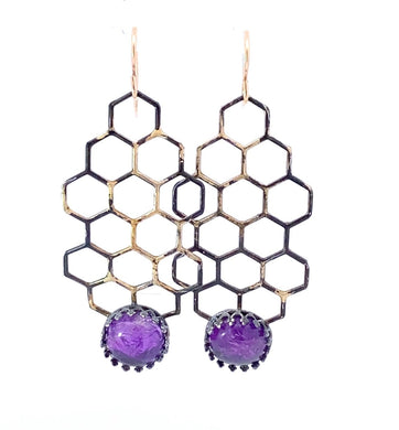 amethyst and gold earrings