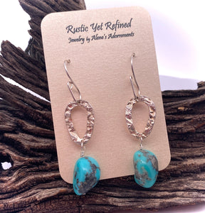 turquoise and sterling earrings on romance card