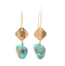 Load image into Gallery viewer, natural sonoran turquoise gold earrings
