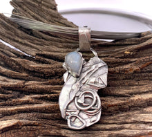 Load image into Gallery viewer, free form sterling pendant with moonstone gem