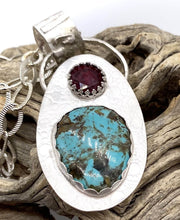 Load image into Gallery viewer, Nevada turquoise and garnet pendant