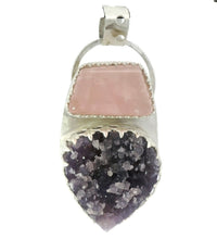Load image into Gallery viewer, grape agate and rose quartz pendant
