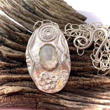 Load image into Gallery viewer, Dare to Dream Collection; Mother of Pearl and Fine Silver pendant. 1 3/4" tall