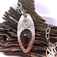 Load image into Gallery viewer, fine silver spiral smoky quartz pendant