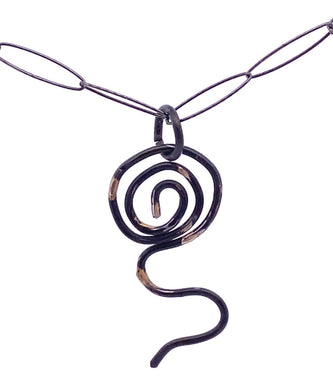 golden steel sacred Spiral pendant