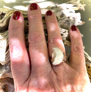 moonstone ring on finger