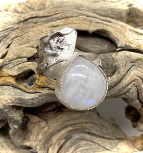moonstone sterling ring in natural setting