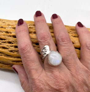 moonstone ring shown on hand