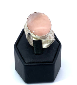 rose quartz sterling ring