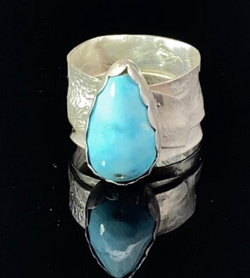 Sonoran turquoise ring in fine silver