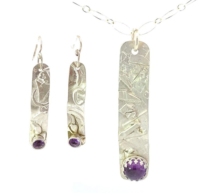 amethyst pendant and earring set