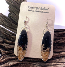 Load image into Gallery viewer, palmwood earrings on romance card