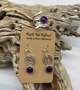 amethyst earrings and ring combo