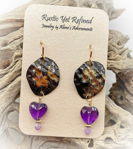faceted amethyst and gold earrings