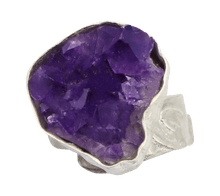 Load image into Gallery viewer, Sterling and Amethyst Geode Ring. size 9