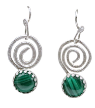 Load image into Gallery viewer, malachite sacred spiral earrings