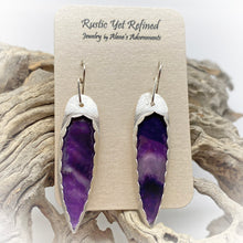 Load image into Gallery viewer, sterling amethyst earrings shown on romance card