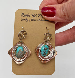 sacred spiral natural turquoise earrings