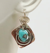 Load image into Gallery viewer, copper sterling turquoise earrings