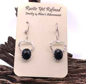 faceted onyx earrings on romance card