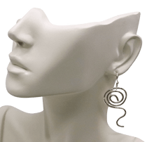 Load image into Gallery viewer, sacred spiral fine silver earrings on bust