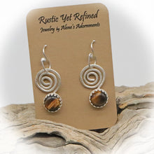 Load image into Gallery viewer, Spiral earrings shown on romance card