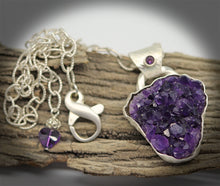 Load image into Gallery viewer, statement jewelry. rustic yet refined jewelry. amethyst geode