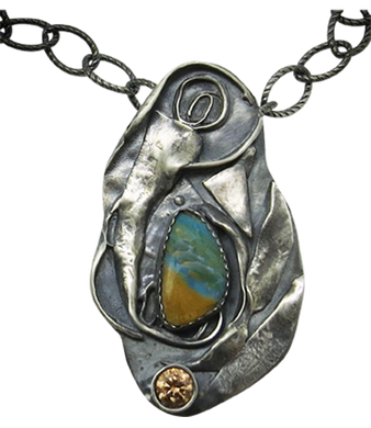 sterling pendant with peruvian opal gemstone