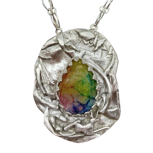 rainbow solar quartz sterling pendant
