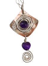 Load image into Gallery viewer, amethyst gemstone pendant with spiral