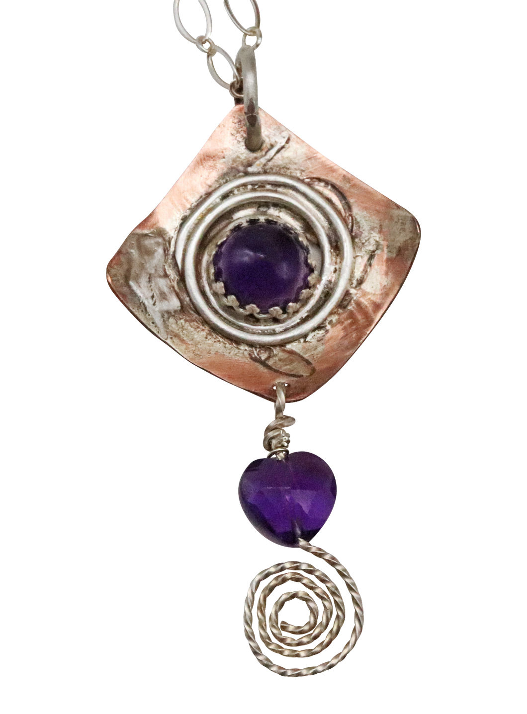 amethyst gemstone pendant with spiral