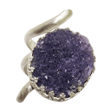 Load image into Gallery viewer, amethyst geode ring sterling