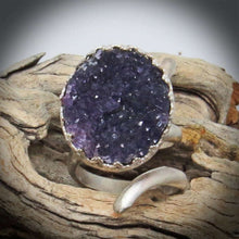 Load image into Gallery viewer, Handmade in Arizona amethyst geode ring